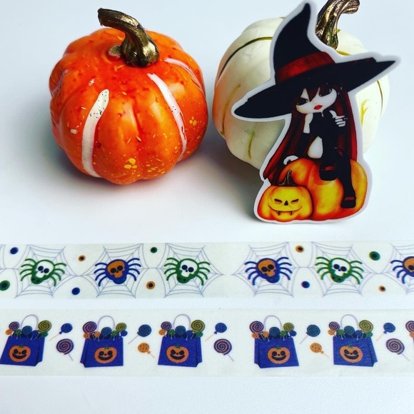 Trick Or Treat, Bags Of Candy and Spiderwebs, Washi Tape Set Of 2 - Picture 2 of 8